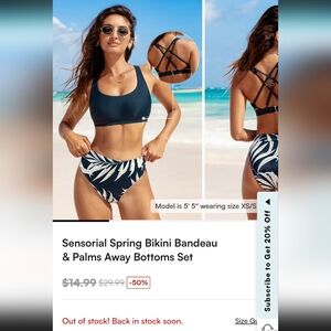 Cupshe Navy and White Bikini Set